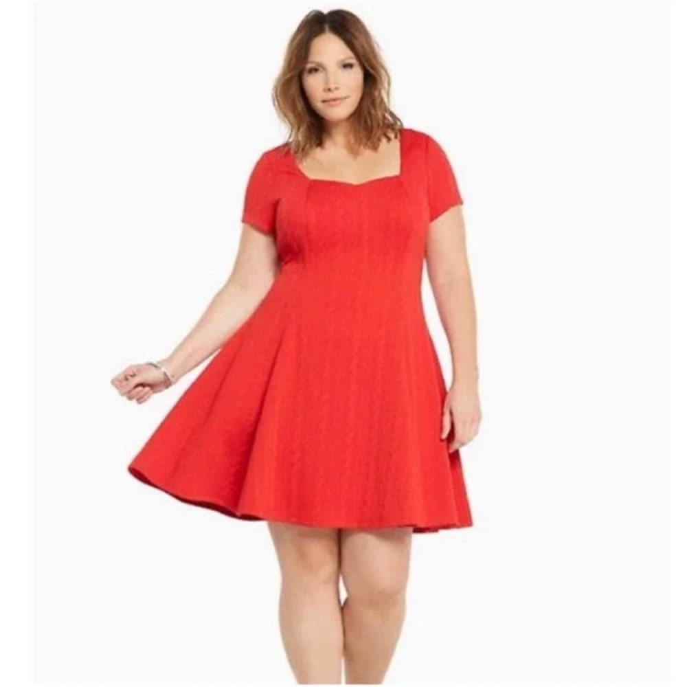 Torrid Red Textured Knit Skater Mini Dress Size 0x